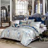 Kaleyra Silver Golden Silk Satin Cotton Bedding Set | Yedwo